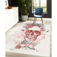 thumbnail image 4 of Grunge Decorative Rug, Skull and Flowers Day of the Dead Mexican Traditional Celebration Symbolic Art, Quality Carpet for Bedroom Dorm and Living Room, 6 Sizes, Dark Coral, by Ambesonne, 4 of 4