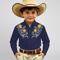 thumbnail image 2 of JAJAHO Boys Western Cowboy Shirts Long Sleeve Floral Retro Style Button Down Collared Shirts For Kids 4-13Y Comfy Tops, 2 of 4