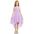 thumbnail image 3 of Yartina Kid Girls Chiffon Junior Bridesmaid Dress One Shoulder Wedding Flower Girls Dress Hi-Lo Lavender 6, 3 of 7