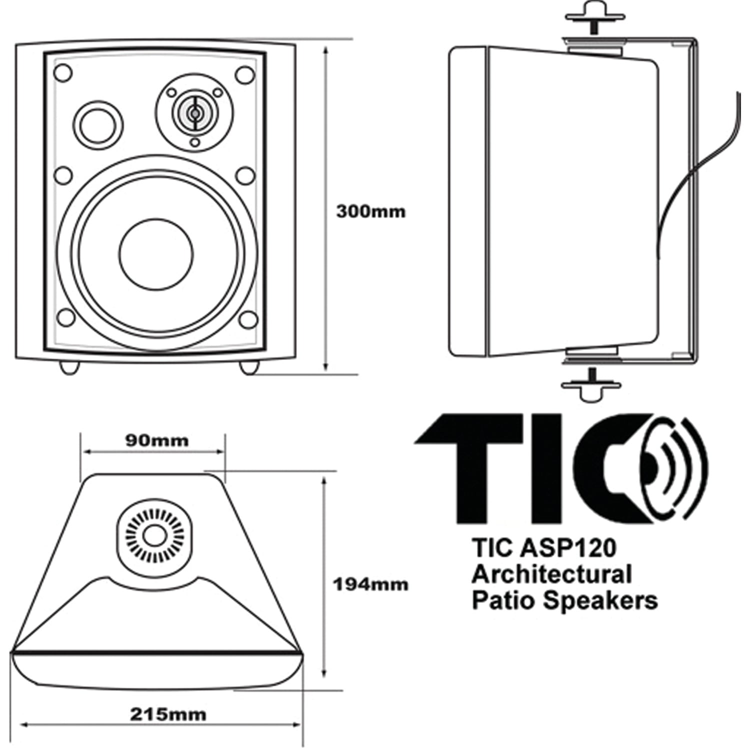 Tic Corporation Asp 120 W Indoor Outdoor 120w Speakers Ideas Tic Corporation Asp120b Indoor Outdoor 120 Watt Speakers With 70