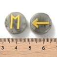 thumbnail image 3 of Brass Elder Futhark Alphabet Engraved Symbol Flat Round Natural Labradorite Stones for Chakras Balancing Therapy Meditation Divination 16.5~17.5x6~7mm 25pcs/set, 3 of 3