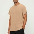 thumbnail image 3 of Ohufall Mens Big and Tall T Shirts Fashionable Solid Casual Jacquard Tee Tops Summer Loose Comfy Short Sleeve Crew Neck Shirts, 3 of 8