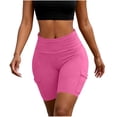 thumbnail image 2 of Shorts for Women Soild Color Fashion Casual Athletic Shorts Lightweight Elastic Waist Slim Fits Summer Shorts with Pocket, 2 of 7
