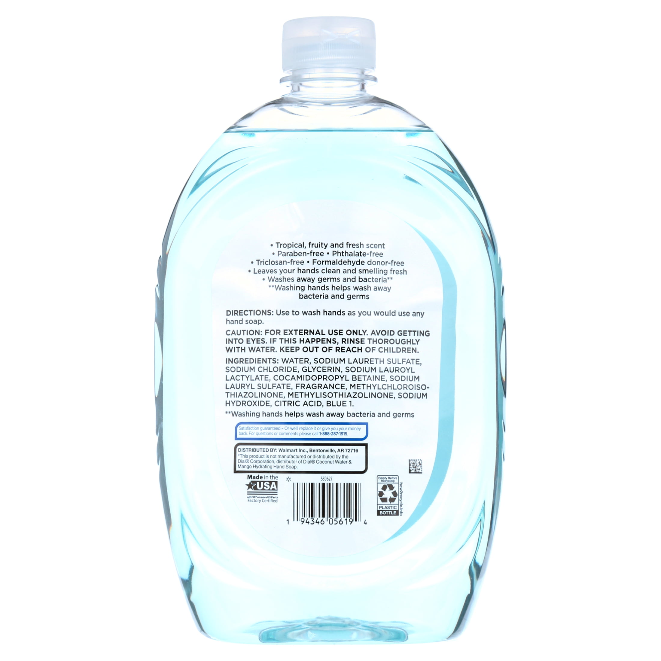(4 pack) Equate Liquid Hand Soap, Mango and Coconut Water, 50 fl oz