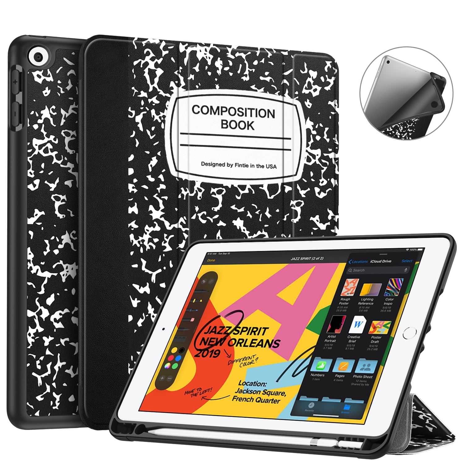 Fintie TPU Case with Pencil Holder for 10.2-inch iPad 9th/ 8th/ 7th Generation - Soft TPU Back Cover for 10.2" iPad (2021/ 2020 / 2019 Model)