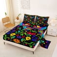 thumbnail image 2 of Erosebridal Multicolor Cute Birds Full Size Sheets,Rainbow Flowers Red Loves Bed Sheets For Teens 4-Piece, 2 of 6