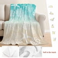 thumbnail image 5 of Teal Beige Ombre Coastal Blanket Soft Cozy Warm Throw Blanket for Couch, Plush Fuzzy Flannel Fleece Blankets for Sofa, Nautical Beach Starfish Coral Summer Bed Blankets Gifts for Men, 40"x60", 5 of 9