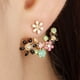 thumbnail image 3 of Moda pequeña flor fresca del sol con incrustaciones de color pequeña flor Stud Pendientes Frontera Oreja Joyería, 3 of 6