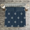 thumbnail image 3 of Ambesonne Geometric Quilted Bedspread Set 3 Pcs, Spring Blossoming Floral, Queen Size, Dark Blue Cream, 3 of 3