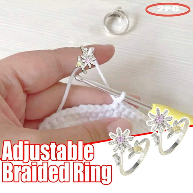Cqxid DIY Knitting DIY Under $10 Adjustable Knitting Loop Crochet Loop Knitting Accessories Knitting Ring 2PC