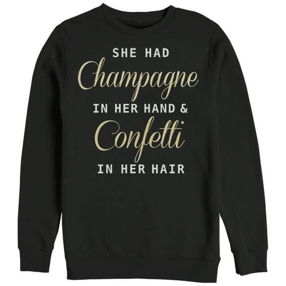 Women's CHIN UP Christmas Champagne Sweatshirt Black X Large