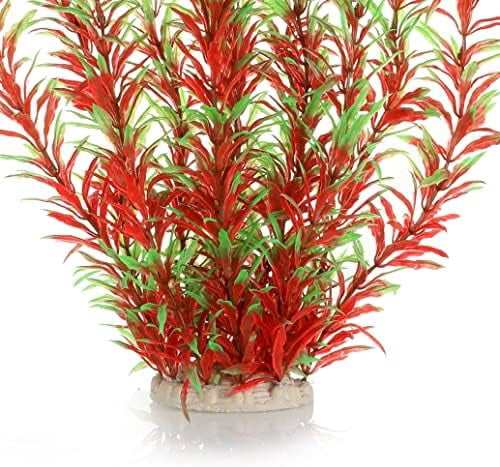 Aquarium Decor Plastic Plants Extra Large 21 Inches Artificial Fish Tank Plants Tall Fish Tank Decorations (Wine 2pcs)