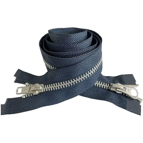 YKK #5 Medium Weight Aluminum Navy "2-Way" Dual Separating Jacket Zipper - Color: Navy #560 - Made in The United States (1 Zipper Per Pack) (28" Inches)
