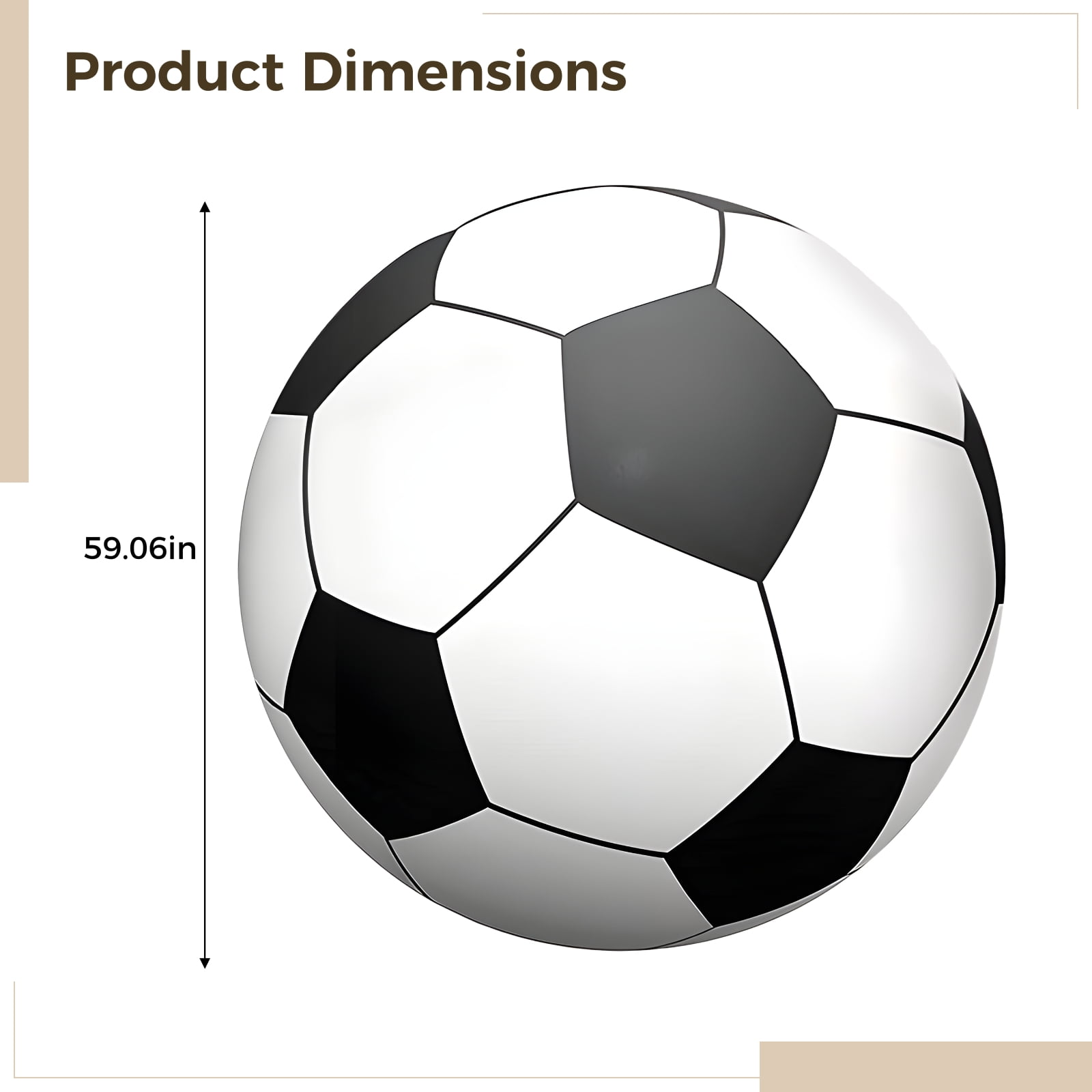Giant Inflatable Beach Soccer Ball, Black & White, 59 in (150 cm), Long-Lasting PVC for Outdoor Fun, Ideal for Schools, Parties, and Sports Events