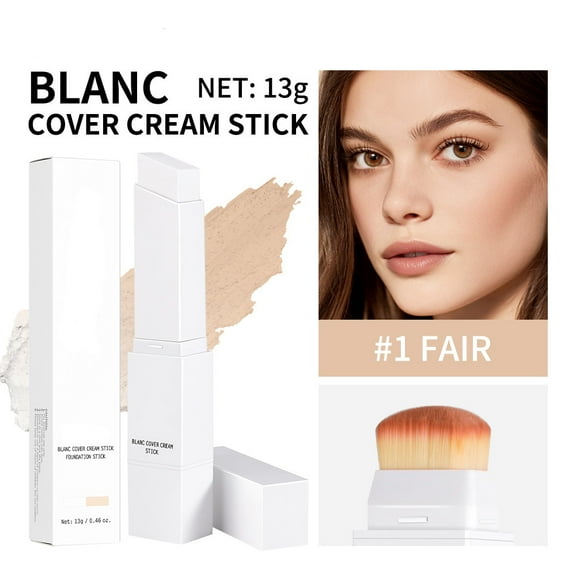 Concealer Stick, Cream Concealer, Moisturizing Balm-to-Cream Texture with Detachable Brush, Lightweight Non-Greasy Hydrating formula for Coverage and Long-Lasting Wear