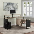 thumbnail image 3 of Scranton & Co 60"x 50" L-Shape Desk in River Oak with Matte Black Frame, 3 of 10