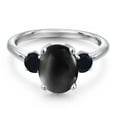 thumbnail image 3 of Gem Stone King 3.04 Ct Oval Cabochon Black Onyx 925 Sterling Silver Ring, 3 of 6