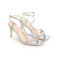 thumbnail image 3 of BLISSFUL STEP Open Toe Buckle Heels Ankle Strap Stiletto Heel Sandals for Women Silver (Size 7), 3 of 7