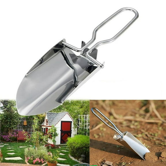 Folding Stainless Steel Shovel - Compact Garden & Camping Shovel, Rust-Proof Ice Shovel with Comfortable Handle, Portable Outdoor Tool for Backpacking, Gardening, Digging