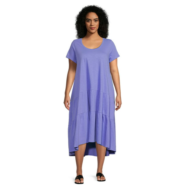Terra & Sky Women's Plus Size Tiered Knit Maxi Dress - Walmart.com