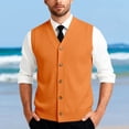 thumbnail image 2 of Mens V Neck Knitted Sweater Vest Sleeveless Button Down Cardigan Classic Business Casual Gilet Spring Fall Orange XXXXXL, 2 of 9