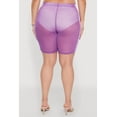 thumbnail image 4 of Womens Plus Size Mesh High Waisted Bike Shorts with Varsity Stripe Details, 4 of 4