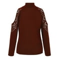 thumbnail image 4 of Charella Women Off Shoulder Solid Color Long Sleeve Slim Sweatshirt Turtleneck Rhinestone Fall Winter Shirt Tops Wine,XXL, 4 of 7