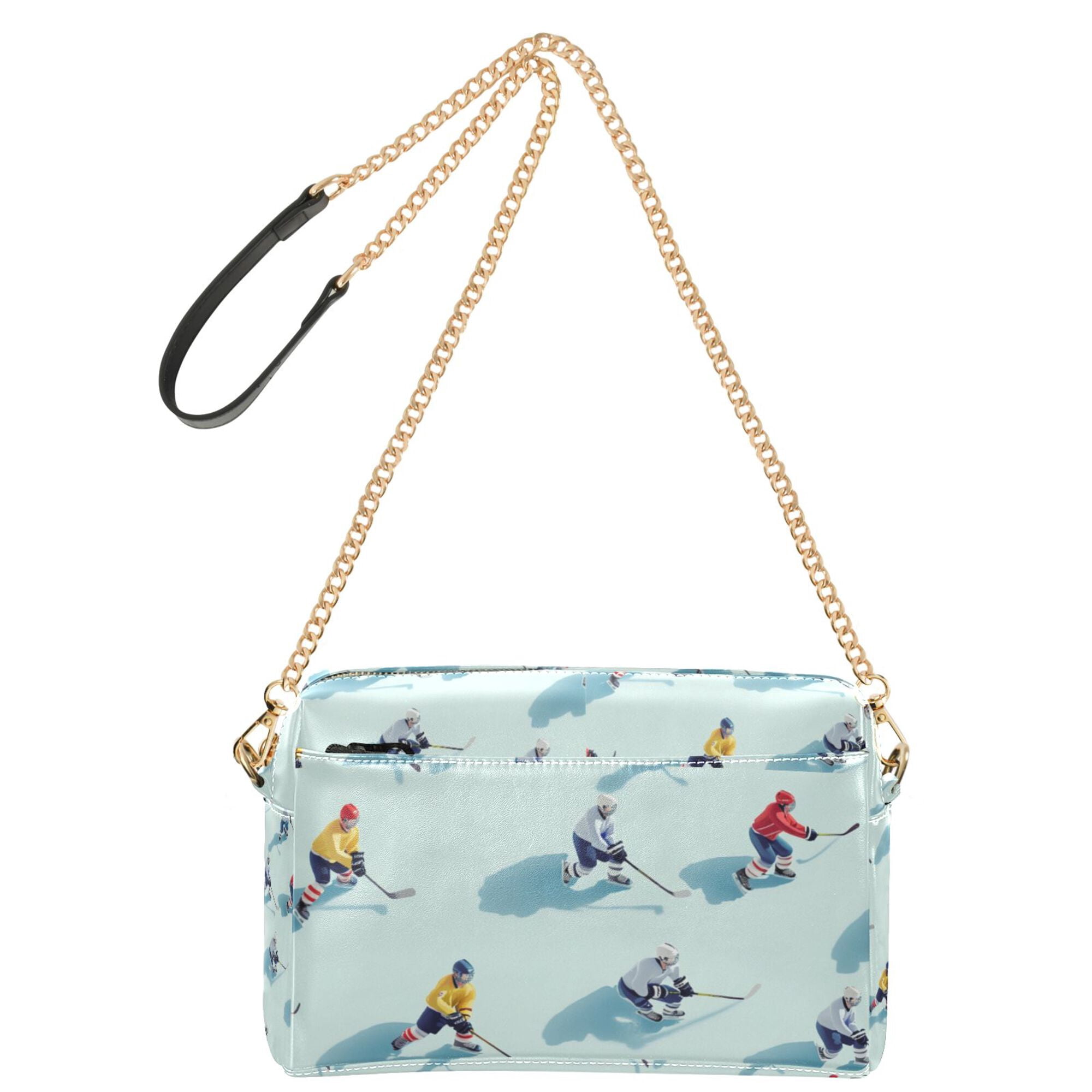 FORMRS Women Crossbody Purse with Chain Strap Vegan Leather Shoulder Handbag, Ice Hockey