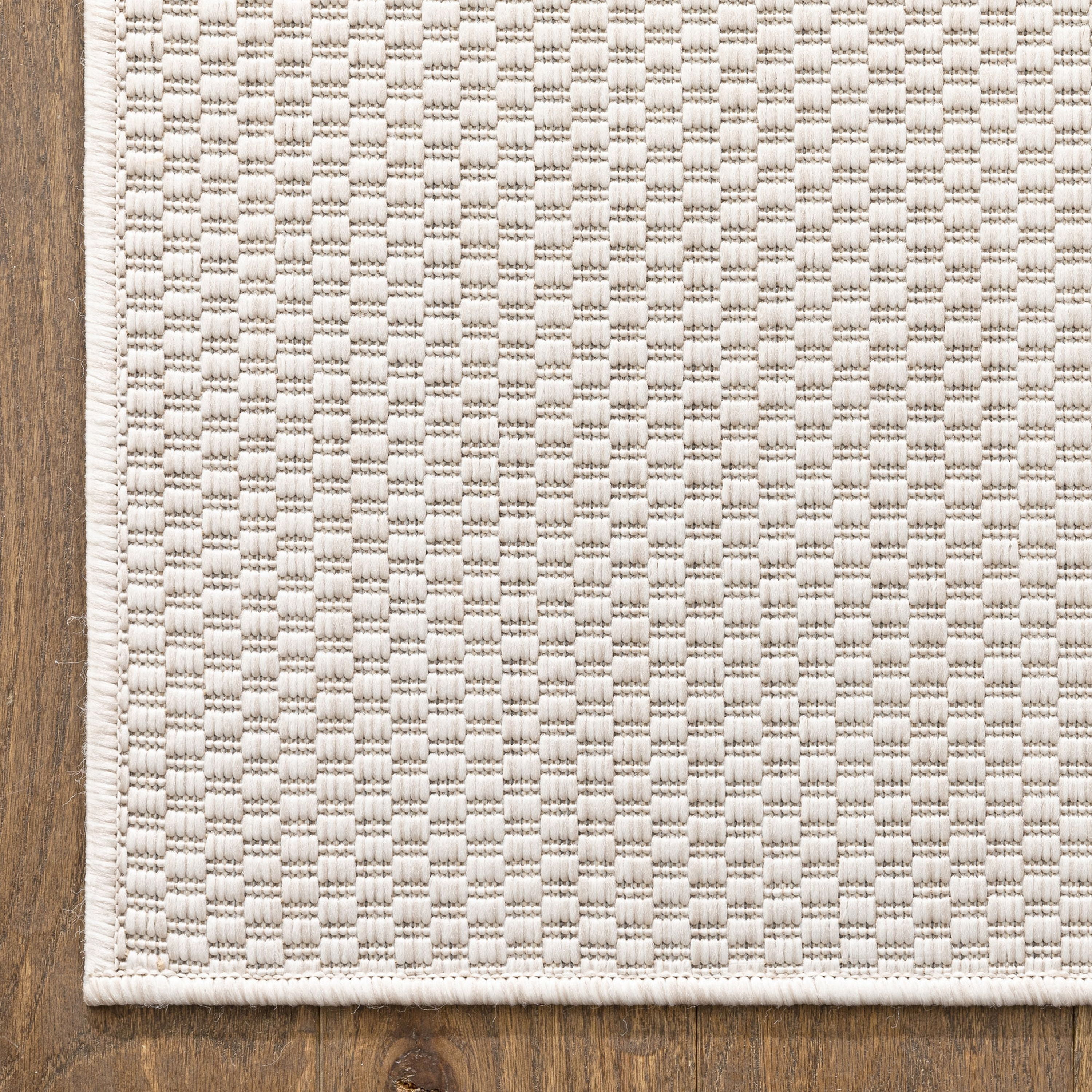 Well Woven Leifen Ivory Indoor / Outdoor Flat Weave Pile Solid Color Pattern Area Rug 5x7 (5'3" x 7'3")