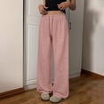thumbnail image 4 of Uncuffed Pants for Women High Waisted Baggy Sweatpants Drawstring Elastic Waist Comfy Loose Fit Yoga Workout Long Trousers with Pockets Pink M, 4 of 7