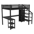 thumbnail image 4 of Black Metal Full Loft Bed - Full Size w/ Wardrobe, Desk, USB &amp; LED Lights - Space-Saving Bedroom Furniture for Teens &amp; Adults - 93"L x 57.5"W, 4 of 17