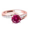 thumbnail image 2 of Mauli Jewels Engagement Rings for Women 1.15 Carat Halo Created Ruby and Diamond Engagement Ring Crafted 4 Prong-Setting 14k Solid Rose Gold, 2 of 7