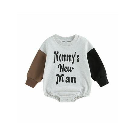 

Baby Boys Girl Sweatshirt Romper Letter Print Long Sleeve Bodysuit Pullover Oversized Crewneck Tops