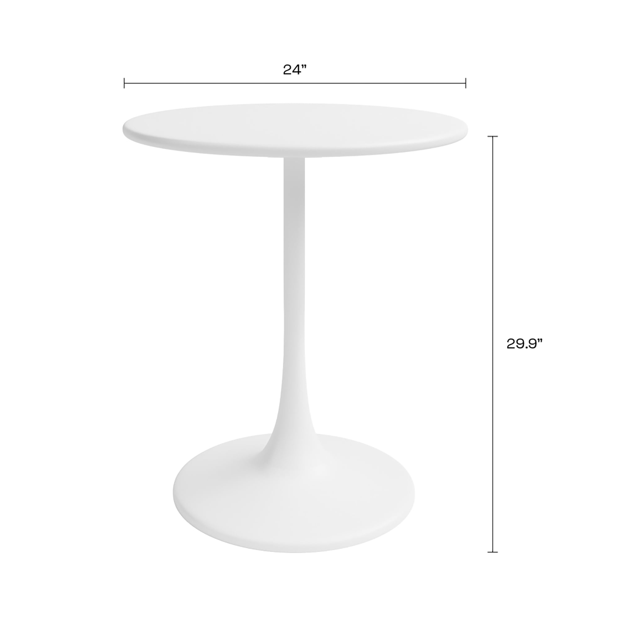 Jamesdar Kurv Steel 24" Outdoor Bistro Table in White