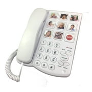 Corded Big Button Picture Phone for Seniors with Speaker Redial, Hands Free Landline Desk Telephone, Amplied Large Button Home Phones