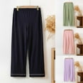 thumbnail image 4 of Ahdbta Wide Leg Pants for Women Elastic Waist Solid Color Comfy Palazzo Pants Lounge Baggy Flowy Pajama Pants with Pockets, 4 of 4