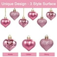 thumbnail image 3 of 12 Pcs Valentine's Day Heart Ornaments Heart Shaped Hanging Ornaments Christmas Tree Heart Baubles Plastic Heart Decoration for Xmas Mother’s Day Wedding Home Party Tree Centerpiece Decor Rose Gold, 3 of 9
