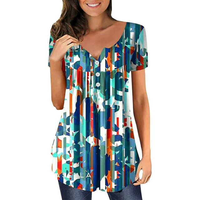 Fvwitlyh Womens Graphique T Shirts Style Femmes Top Caché Ventre Nom Long Version Top Été Manches Courtes T Shirt Mignon Fluide Chemise Chemise Décontractée Chemise Appropriée pour Intérieur Pantalon Vert, M
