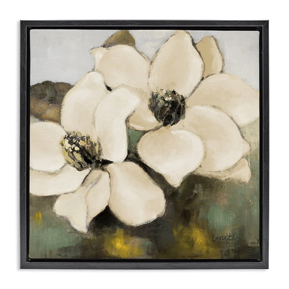 Stupell Industries Transitional Magnolia Blossom Duo Black Floating Frame Canvas Art, 18 x 18, by Lanie Loreth