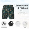 thumbnail image 3 of Yiaed Owl Doodle Print Mens Swim Trunks Bathing Suit Compression Liner Beach Swim Shorts Swimwear Quick Dry Zipper Pocket No-Chafing Board Short-Medium, 3 of 6