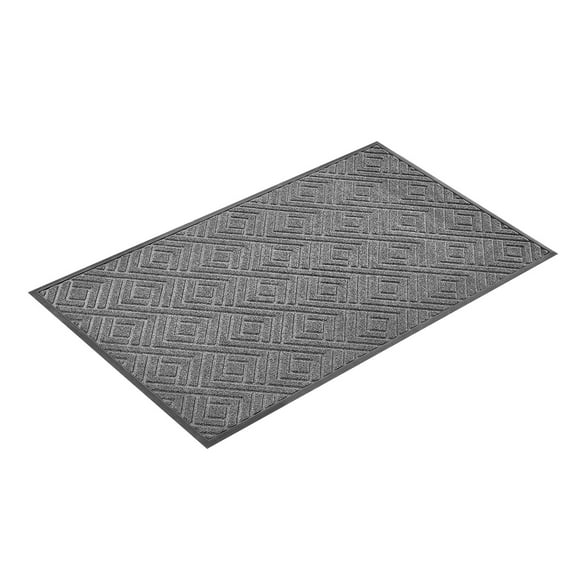 KFFKFF Durable Front Door Mat, 61.5 x 36 in Floor Mat for Indoor and Outdoor Use, Contemporary Carpet with TPE Backing, Washable Rug for Entryways, Hallways, Balconies, and Garages, Grey