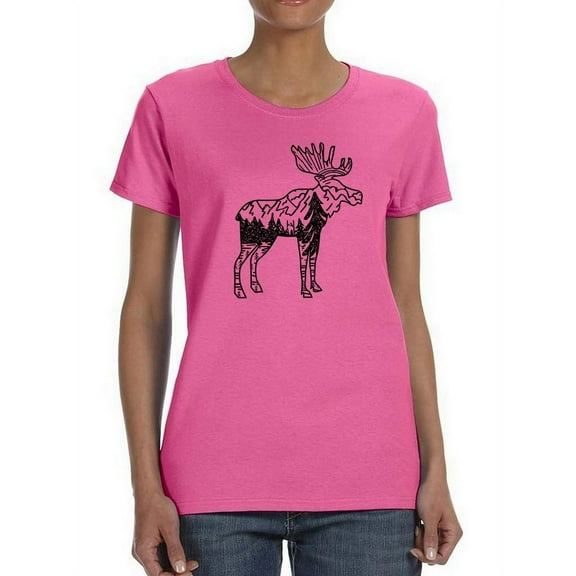 Deer Landscape Women Shaped T-Shirt, Female x-Large