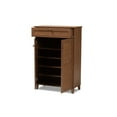 thumbnail image 2 of Coolidge Modern and Contemporary Walnut Finished 5-Shelf Wood Shoe Storage Cabinet with Drawer, 2 of 5