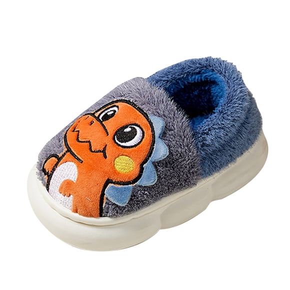 Ketyyh-chn99 Baby Girls Boys House Shoes Baby Slippers Warm Children's Cotton Slippers Plush Lined Cute Shoes For Girls Boys Full Coverage Slippers for 10.5-11 Years,Navy