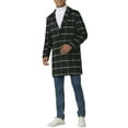 thumbnail image 2 of INSPIRE CHIC Plaid Trench Coat for Men's Color Block Single Breasted Winter Checked Overcoat, 2 of 5