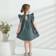 thumbnail image 3 of Younger Tree Baby Girls Casual Dress Kid Cotton Linen Ruffle Sleeveless Solid Party Dresses Clothes for 6-7T, 3 of 8