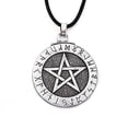 thumbnail image 1 of Pendentif Pentacle Pentacle Wiccan Runes Futhark, Cordon en Simili Cuir, 1 of 2