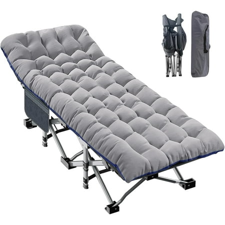 ABORON Oversized XXL Folding Camping Cot W/Mat for Adults  78  L x 32  W x 18  H Heavy Duty Outdoor Bed with Carry Bag 1200 D Layer Oxford Travel Camp Cots