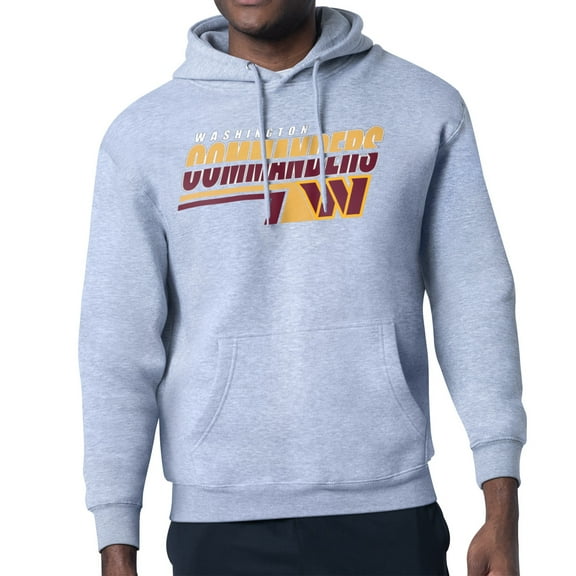 Men's Starter Heather Gray Washington Commanders Logo Push Graphic Hoodie