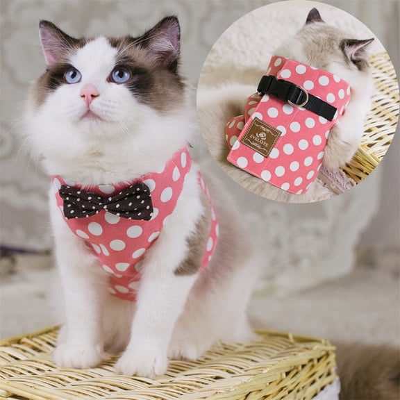 Small Dog Harness, Cat Leash and Harness Set with Cute Bowtie, Breathable Walking Harness for Puppies, Kitties, Cats, Rabbits, Bunnies